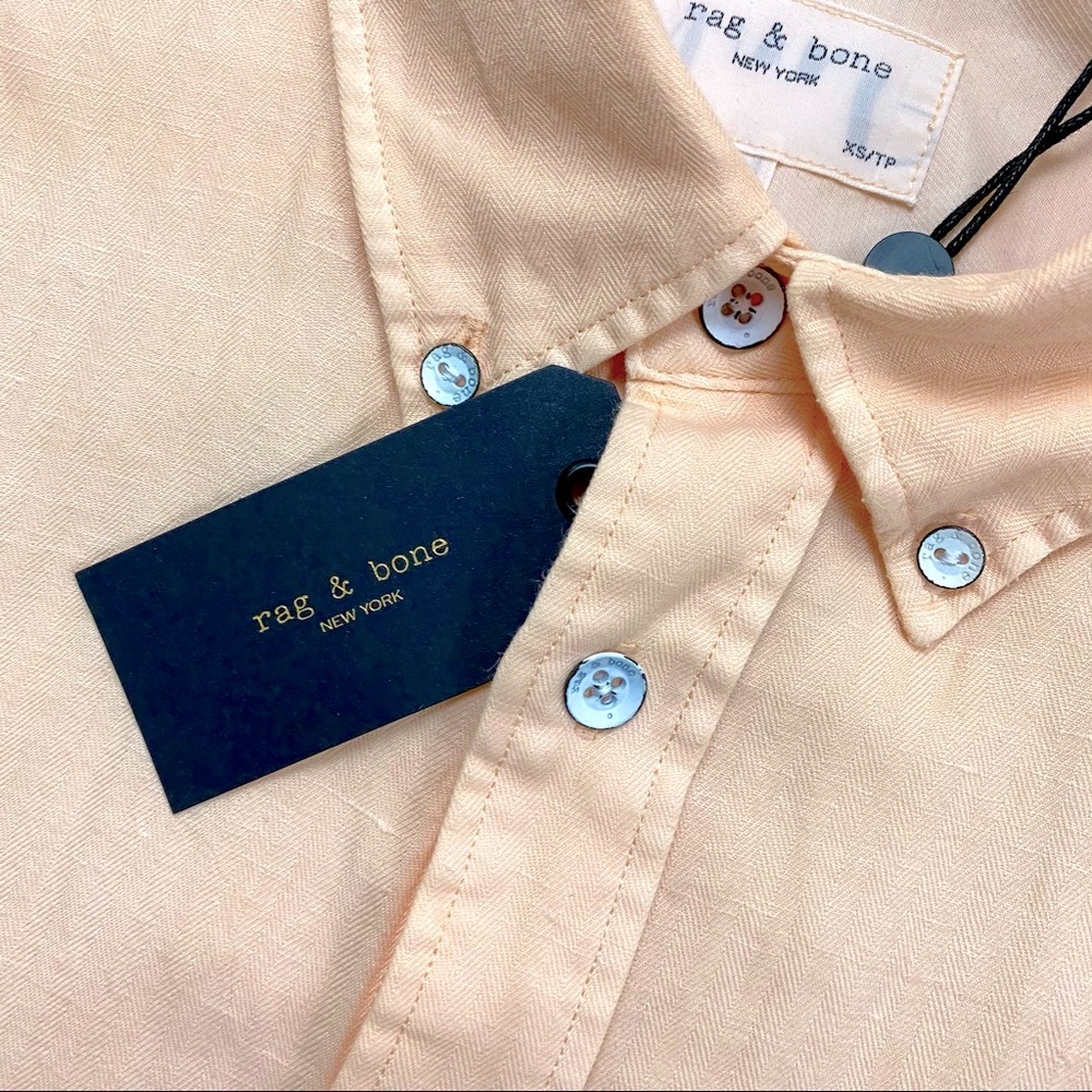 Rag & Bone Fit 2 Tomlin Linen Shirt in Peach - Picture 7 of 16